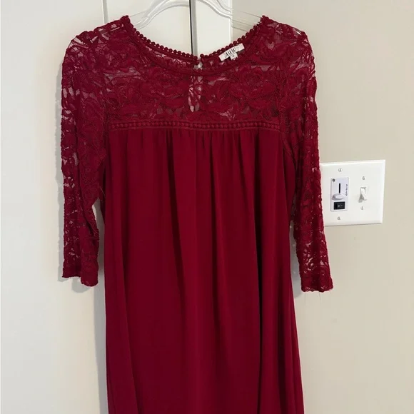 AUW Burgundy Lace Mini Dress - Picture 1 of 1